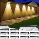 Solar Fence Lights Outdoor, 12 Pack IP65 Waterproof Fence Lights Solar Powered with Ultra-Bright LED Lens, 9 Color Modes, 12+ Hours Steady Glow for Deck/Backyard/Patio/Pool/Wall - Black