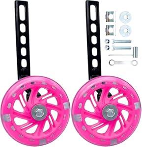 Training Wheels for Bicycle, Flash Mute Wheel Compatible for Bikes of 12-20 Inch 1 Pair (rose)