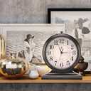 Retro Mantel Dcor Desk Clock, 10-inch Vintage Table Clocks for Fireplace, Easy to Read Clocks for Living Room, Bedroom, Office, Desktop Decoration (Black)