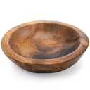 ZENFUN Wooden Decorative Bowl, Wood Round Serving Bowl, Walnut Tray Dish Kitchen Dining for Fruits, 9.4" Diameter x 2.5" Height, Seamless