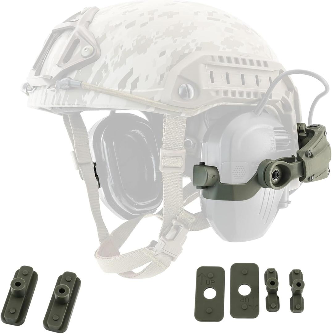 HEARFALCOM Tactical Earmuffs Helmet Rail Adapter for MTEK Rail/ARC Rail/Wendy 2.0 3.0 Rail Helmet, for Walker's Razor Ear Muffs (GREEN)