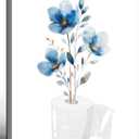 Framed bathroom canvas wall art with blue flowers embellishing toilet paper; elegant floral bathroom decorative painting for living room and bedroom; gallery style; 12x16 inches; can be hung directly.