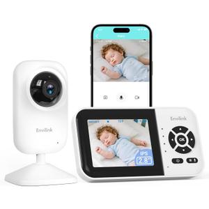 Baby Monitor with Camera and Audio, Video Baby Monitor WiFi Night Vision, 2.8" LCD Screen Baby Camera VOX Mode Alarm and 1200ft Long Range (White)