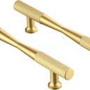 Brushed Brass Cabinet Pulls Kitchen Cabinet Handles - 10 Pack of 192mm Hole Spacing (245mm Length) Knurled Cabinet Pulls Kitchen Cabinet Handles (Gold)
