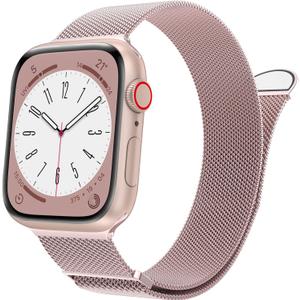 MARGE PLUS Compatible with Apple Watch Band 38mm 40mm 41mm 42mm 44mm 45mm 46mm 49mm Women Men, Stainless Steel Mesh Loop Magnetic Clasp Replacement for iWatch Series 11 10 9 8 7 6 5 4 SE3 SE2 Ultra 3 (Rose Pink)