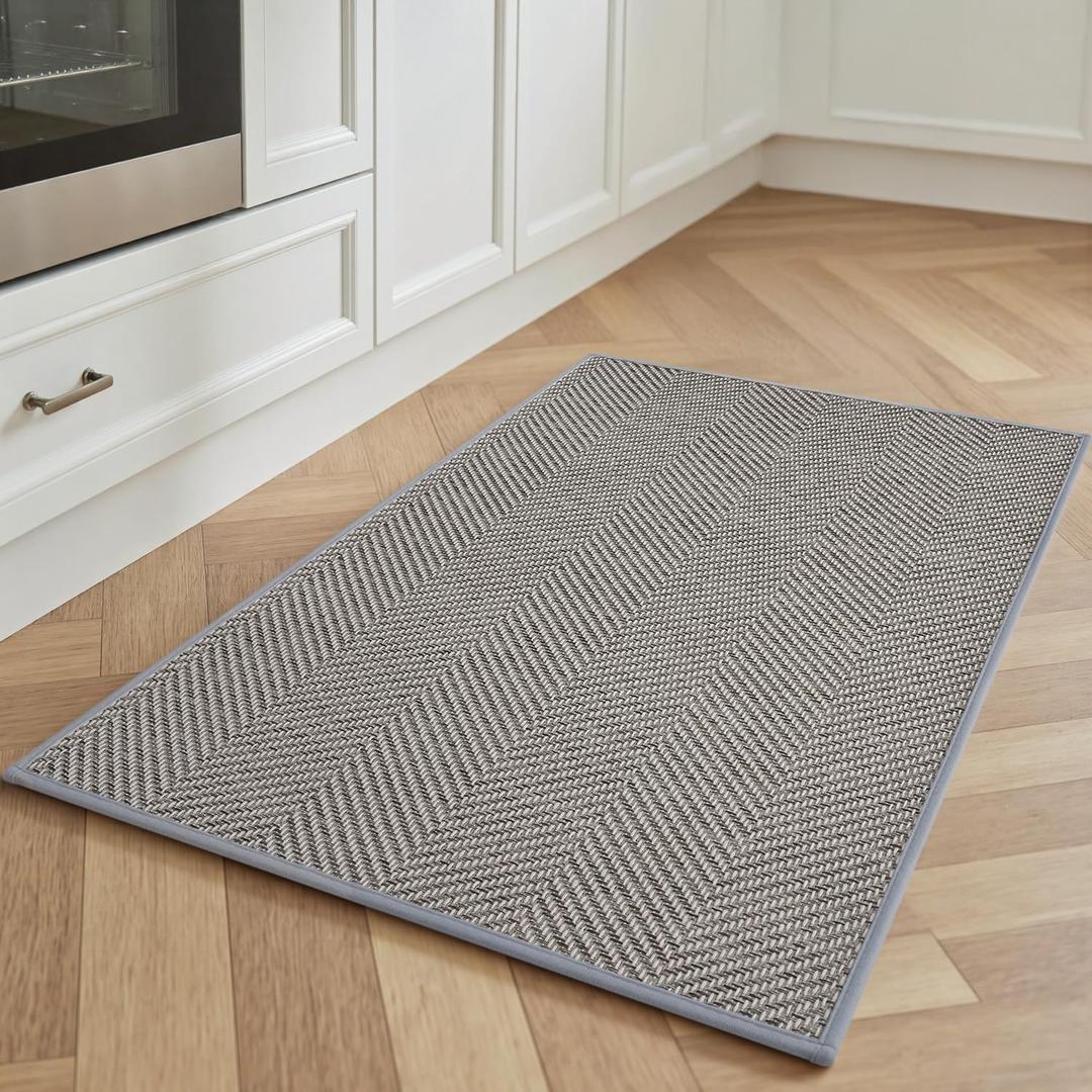 AMOAMI Kitchen Mats for Floor, Non Slip Washable Grey Kitchen Rugs Absorbent Quick Dry and Easy to Clean, Rugs for Kitchen in Front of Sink, 20*32