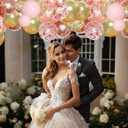 Rose Gold Pink Balloon Garland Kit Pink Metallic Gold Rose Confetti Balloons for Wedding Bridal Shower Baby Shower Birthday Party Decorations