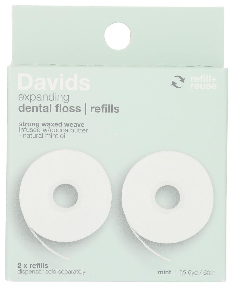 Davids Toothpaste Expanding Dental Floss Refills 2 Count, 32.8 YD