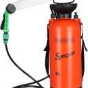 Portable Shower for Camping with 7 Spray Modes, Hand Press Camping Shower with Removable Hose and Shower Head,Pressure Rinse Kits for Hiking Traveling Garden Beach Pet Shower