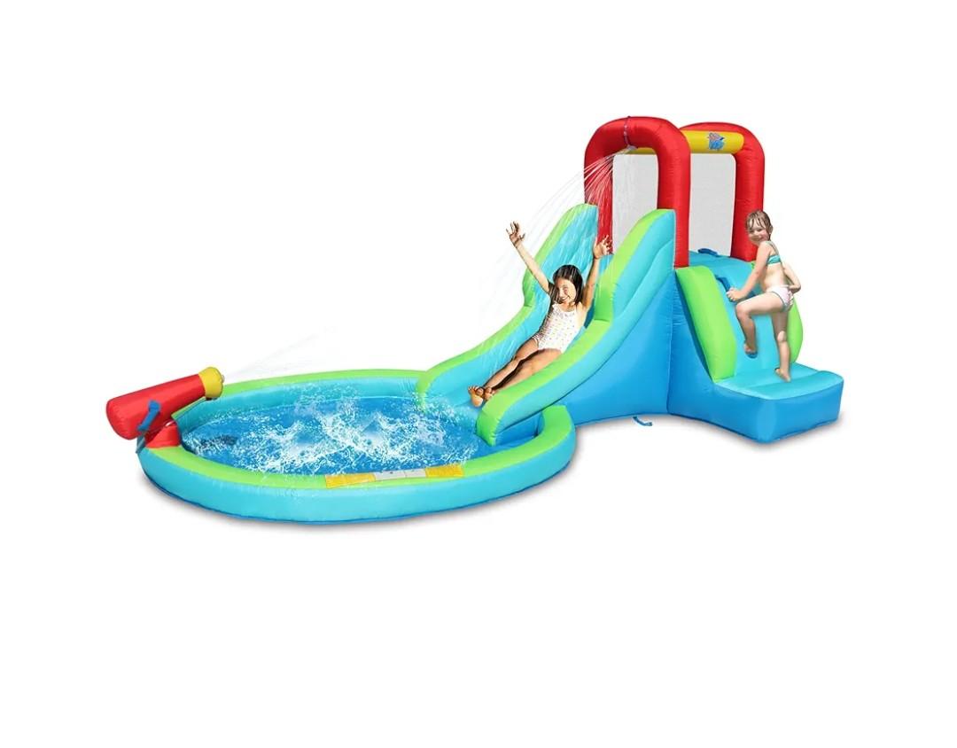 Action Air Inflatable Waterslide, Bounce House with Slide for Wet and Dry, Kids Backyard Waterpark for Summer Fun, Water Gun & Splash Pool for Age 3-8, Love for Kids