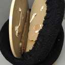 Ottoman Foot Rest, Small Round Ottoman with Storage, Boucle Teddy Velvet Footstool with Wood Legs, Soft Sponge Storage Ottoman for Living Room, Bedroom, Couch, Enterway (Black)