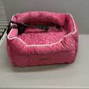 Dog Car Seat - Memory Foam Dog Booster Seat for Small Dogs Up to 25lbs-Elevated Pet Car Seat with Storage Pockets and Dog Seat Belt-Soft Pet Travel Bed for Front & Back Seats-Removable Washable-Pink, 48.8L x 45W x 29.7H centimeters