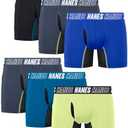 Hanes Moves Underwear, Anti-Chafe Boxer Briefs for Boys, 6-Pack M