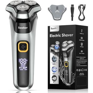 Electric Razor for Men, Rechargeable Electric Shaver with Pop-up Trimmer for Sideburns Trimmer, Wet Dry Cordless Electric Shaver, Travel Lock, IPX6 Waterproof (Black)