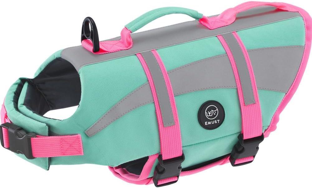 EMUST Life Vests for Dogs, Lightweight Small/Medium/Large Dog Life Preserver, XL Dog Life Jacket for Swimming/Boat/Water, Life Jacket for Large Dogs, NewTurquoise, XL