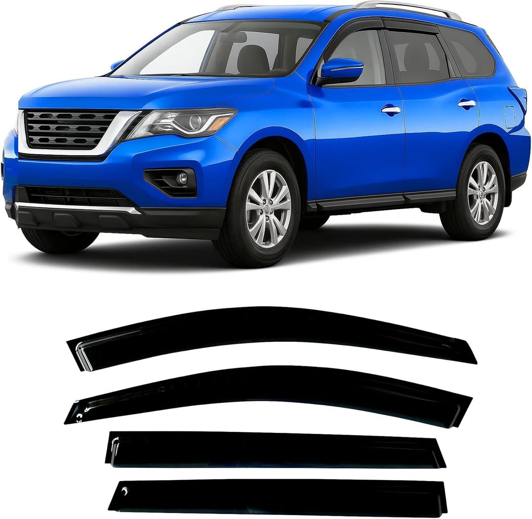 2013-2021 Tape-On Rain Guards for Nissan Pathfinder Side Window Visor Deflectors S SV SL Platinum Tinted Vent Shades 2014 2015 2016 2017 2018 2019 2020