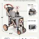 Double Pet Stroller with 2 Detachable Carriers, Shock-Absorbing