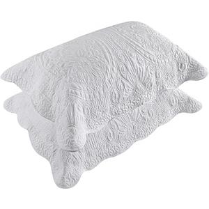 BOSOWOS Pillow Shams Standard Size Set of 2, Ultra Soft Breathable Quilted Pillow Cases 20 x 26 inches for Sleeping, Decorative Microfiber Bed Pillowcases Easy Care, White