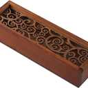 Wooden Storage Box with Removable Cover, Hollow Pull-out Box, Pine Desktop Stationery Storage