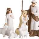 Nativity Scene Sets Figures Indoor: 7-Piece Resin Nativity Tabletop for Christmas - Family Holiday Decorations Collectibles Figurines Statue