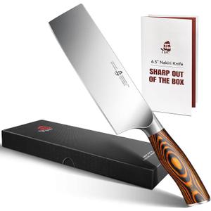 TUO Nakiri Knife 6.5" Japanese Vegetable Cleaver, Chef Knife for Kitchen Vegetable Chopping, German High Carbon Stainless Steel, Ergo Pakkawood Handle