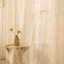 Deeprove Beige Sheer Curtains 84 inchs Long 2 Panels Set, Tree Branch Gold Foil Print Metallic for Bedroom Abstract Christmas Decor,Voile Window Treatment Drapes Pair, Rod Pocket, W52 x L 84"