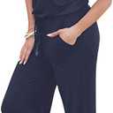 Artfish Women Casual Sleeveless Spaghetti Strap Striped Lounge Pajama Jumpsuit (Large, 2026 Navy)