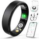 Smart Ring for Women Men, Health Fitness Tracker Ring with Heart Rate/Sleep Tracker/Blood Oxygen/HRV/Stress/Calorie/Steps, IP68 Waterproof for iOS & Android, No APP Fees(Black,9#)