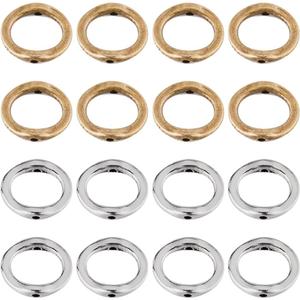 SUNNYCLUE 1 BOX 100PCS 15mm Alloy Round Bead Frames Beads Connector Metal Silver Bronze Circle Link Ring Bezel Hollow Frame Spacer Bead Bulk for Jewellery Making Beading Accessories Diy Earrings Craft