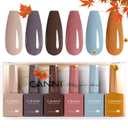 CANNI 6 Colors 9 ML Hema-Free Brown Gel Nail Polish Set, Dark Chocolate Brown Gel Polish Kit Fall Light Colors, Soak Off LED Nail Gel Manicure Kit DIY at Home Salon Gifts