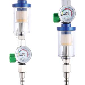 ENDOZER Oil Water Separator, Air Filter with Pressure Gauge, Pressure Regulator for Air Spray Gun, G1/4" Inlet and Outlet