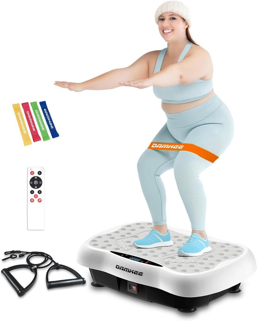 Vibration Plate Exercise Machine, Vibration Plateform for Lymphatic Drainage, Whole Body Workout Vibrate Fitness Board for Weight Loss Shaping Toning, Home Gym Equipment (White)