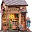 CUTEBEE Book Nook Kit - Japanese Sakura Kimono Shop DIY Dollhouse 3D Wooden Puzzle Booknook for Adults and Teens, Miniature House Bookshelf Decor, Ideal Gift for Family and Friends