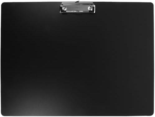 STOBOK 12.58 x 17.21 Clipboard Landscape, Extra Large Horizontal Clip Board for Drawing and Art, Black Plastic Artist Clipboard for 11x17 Paper, Professional Drafting Board