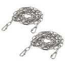 1/8" Stainless Steel Link Chain, 304 Stainless Steel Link Heavy Duty Coil Chain with Carabiners, 2PCs Hanging Safety Chains for Swing Plants Anti-Theft Pet Dog Anchor Fence Towing Chain Link (3MM)
