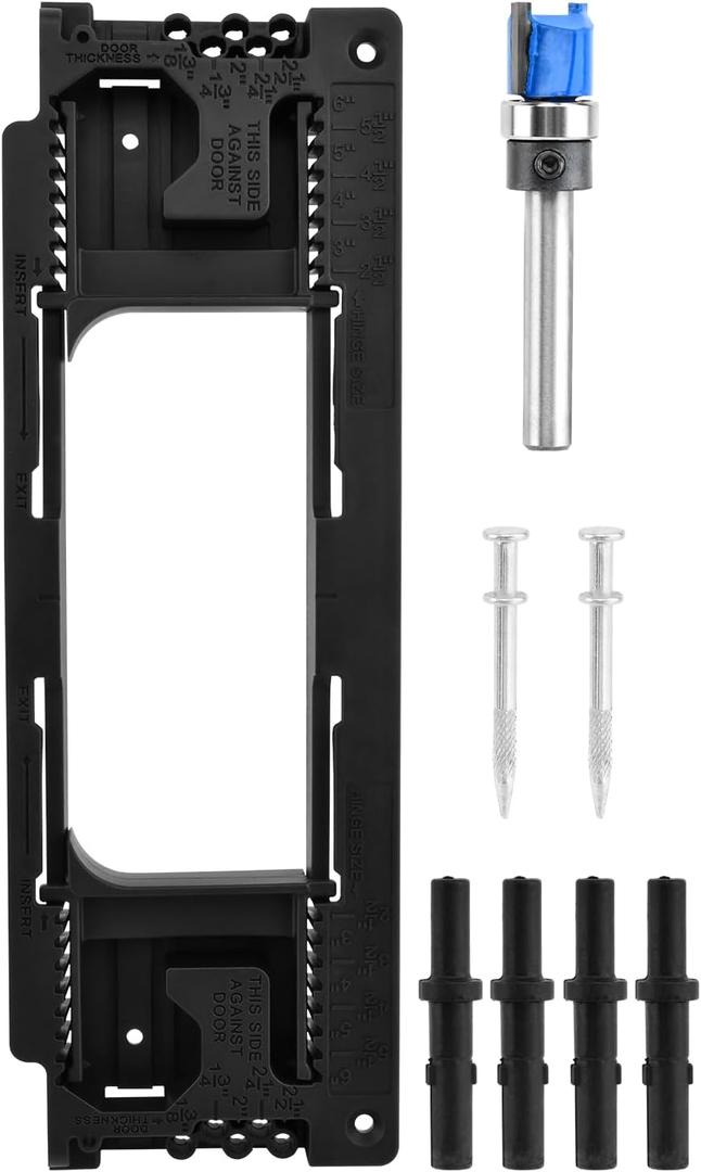 Door Hinge Jig Kit: 8 Sizes (2.5-6") & 5 Thicknesses, Router Mortise for Precise Install | DIY/Pro Use - Easy Setup for Home/Workshop Door & Frame Jobs