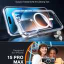 TORRAS Shockproof for iPhone 15 Pro Max Case Clear [Military-Grade Drop][Compatible with MagSafe][Yellowing Resistant] Hard PC Back, White Bumper Phone Case iPhone 15 Pro Max, Clear