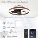 LEDIARY Low Profile Ceiling Fans with Lights, Flush Mount Modern Ceiling Fan and Remote Control, 19.7" LED Ceiling Fans, Stepless Dimmable 3 Colors and 6 Speeds - Walnut
