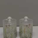 Qtip Holder with Lid Set, 10oz Clear Glass Canister Apothecary Jars Bathroom Organizers Storage Accessories Vanity Containers Wild Flowers Botanical,2 Pack