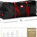 ZOBER 600D Oxford Fabric Rolling Christmas Tree Storage Bag - Fits 7.5 Ft Artificial Trees - Waterproof Christmas Tree Bag For Storage Box For Xmas, Durable Handles and Wheels - Card Slot - Black