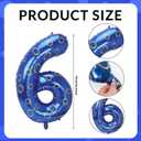3 x Blue and Golden Rings Birthday Decorations, 40Inch Blue and Golden Rings Theme Number 6 Foil Balloons for Boy 6th Birthday Party Decor