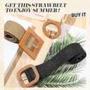 Syhood 3 Pieces Straw Woven Elastic Waist Belt for Women Bohemian Dress Braided Belt
