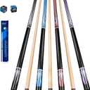 Wakefa 58 inch Pool Sticks Set of 4, 13mm Tip Pool Cues Billiard Cue Sticks for House Bar, Maple Wood Pool Table Sticks with 2 Chalk for Professional Billiard Players 18 19 20 21 oz
