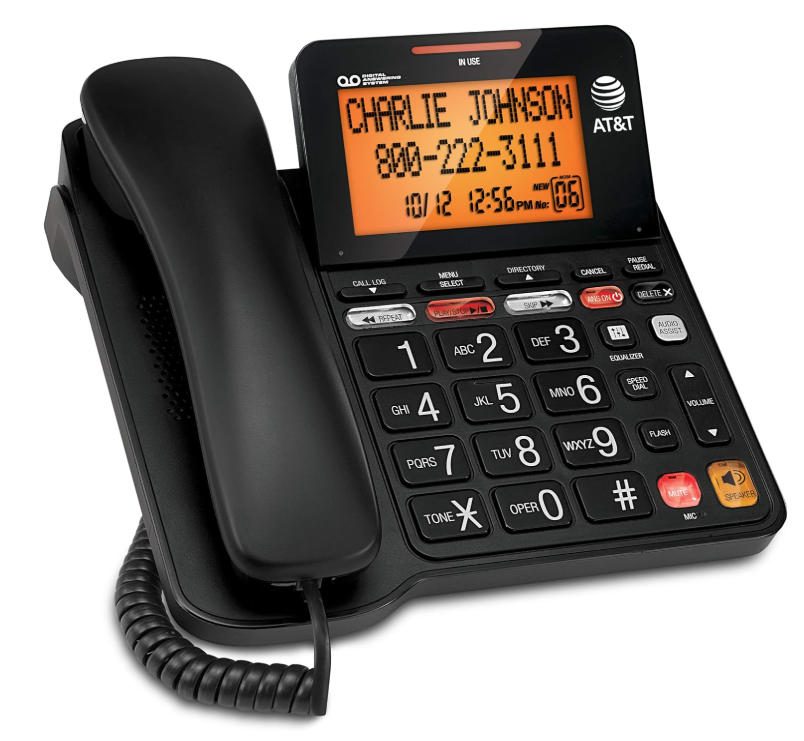 AT&T CD4930 Corded Phone with Digital Answering System and Caller ID, ExtraLarge Tilt Display & Buttons, Black