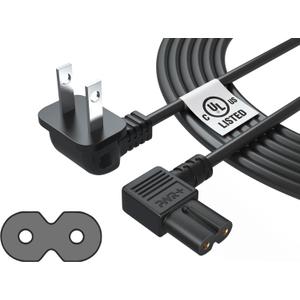 12Ft Long TV Power Cord Cable for Samsung LG TCL Sony: 90 Degree Angled Apple Tv Insignia Sharp Toshiba JVC Hisense 4k 8k UHD Crystal Tizen Smart Roku Google Panasonic HDR LED QLED 2 Prong UL Listed
