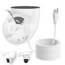 Eave Mount with Power Cable for Ring Floodlight Cam Wired Plus/Pro, Google Nest Cam,Blink,WYZE Floodlight Cam V2 with 20ft Charging Cable Adapter, No Junction Box Need-(2in1 Plug in Mount&Cord Set) (White)