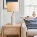 USumkky 23.75 inches Modern Ceramic Table Lamp Set of 2 for Living Room, Farmhouse Bedside Nightstand Lamp for Bedroom Home Office Dorm