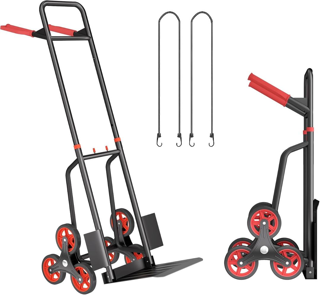 Stair Climbing Cart, 440 lbs Capacity Stair Climber Dolly, Hand Truck with Stair-Climbing Wheels & One-Touch Retractable Handle, Thickened Upgraded Steel Tube Folding Stair Climbing