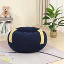 Football Bean Bag Chair for Kids, Cuddly Sherpa, 2.5 feet, Dark Blue
