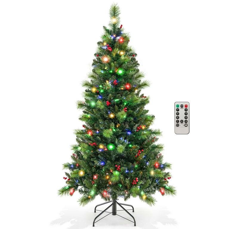 Pre-Lit Artificial Christmas Tree 9 Lighting Modes with 300 LED Lights & Timer, 7ft 